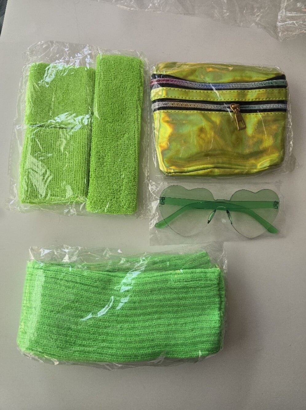 Neon Green Accessories Set – Sunglasses, Headbands & Pouch